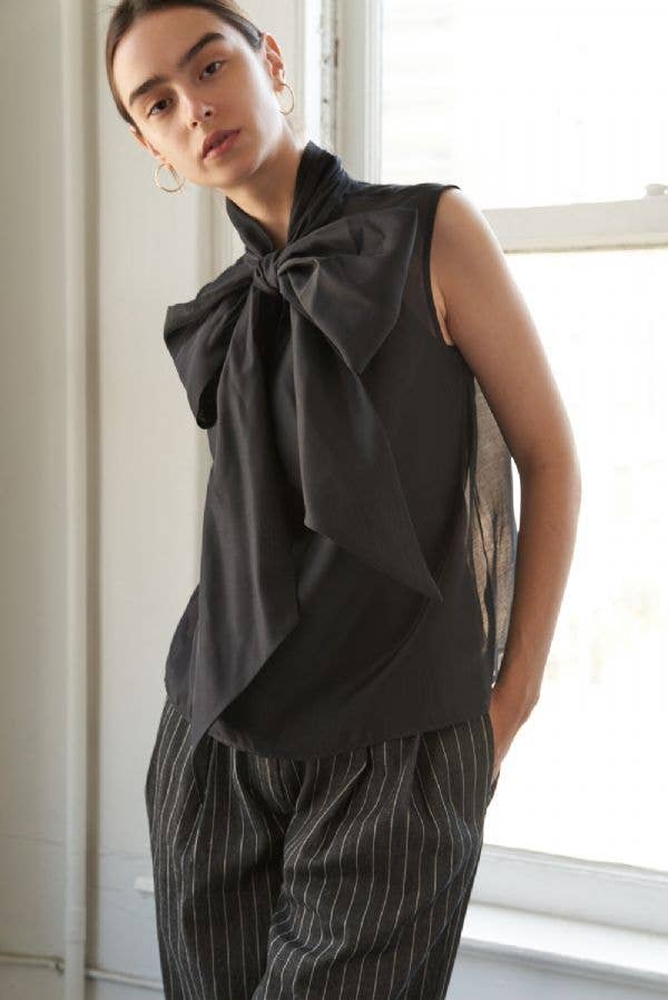 Exquisite Organza Bow Tie Cami Blouse