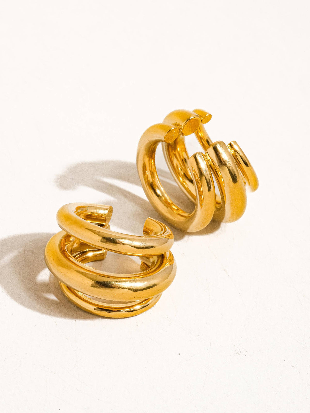 Ames 18K Gold Non-Tarnish Trilayer C Hoop Ear Cuff