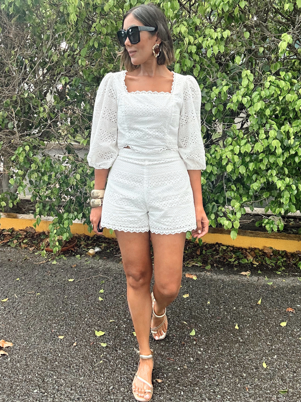 Mila Eyelet Embroidered Crop Top And Shorts