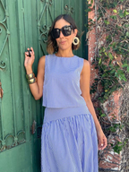 The Country Manor Gingham Scoop Neck Top