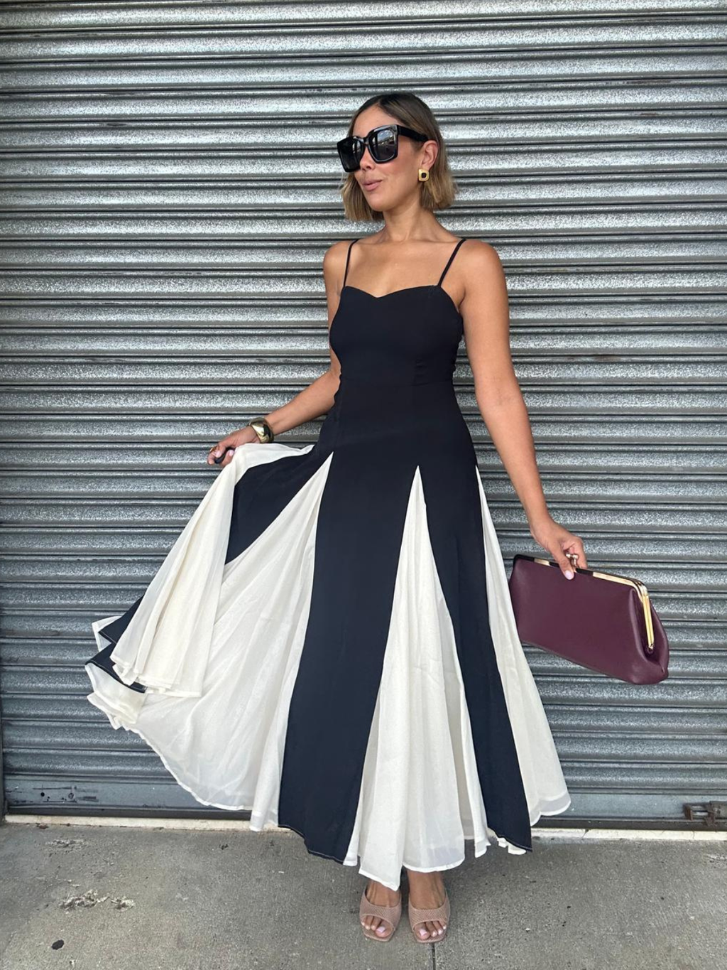 Shadow & Silk Midi Dress