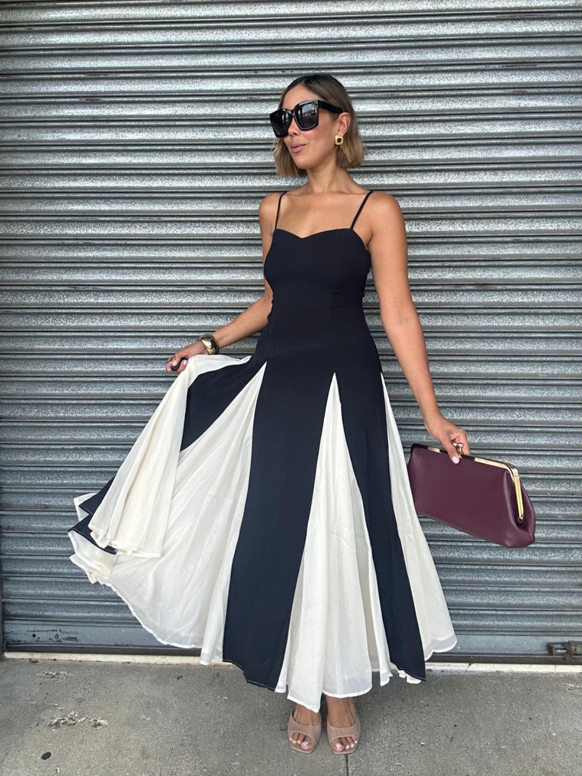 Shadow & Silk Midi Dress