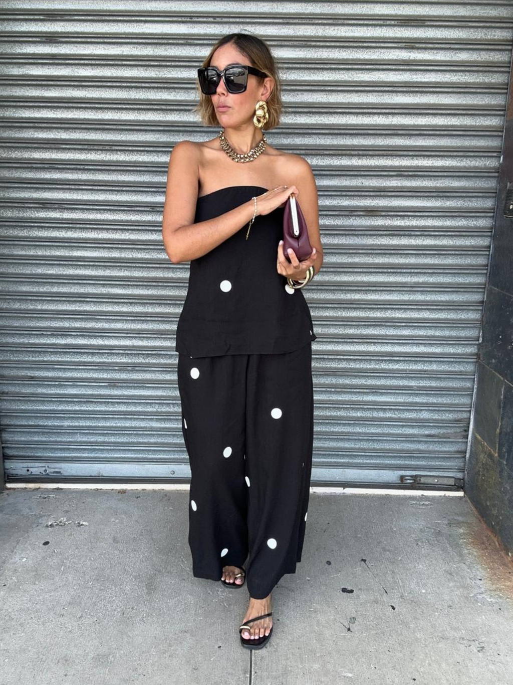 The Red Lip & No Plans Top and Pants Set