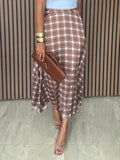 Claire Plaid Bias Satin Maxi Skirt