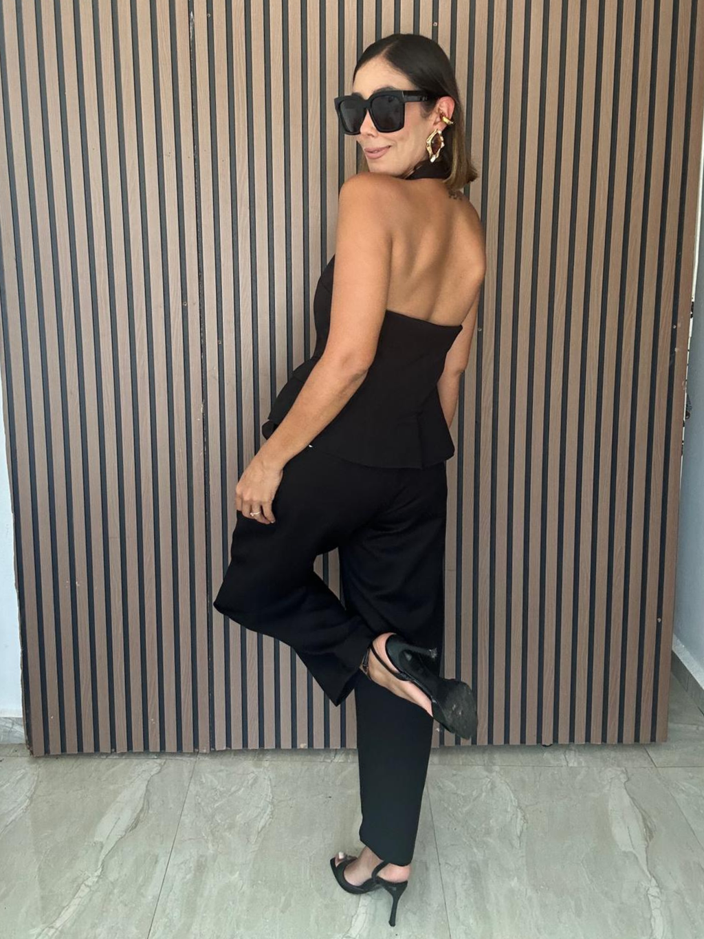 Catalina Halter Neck Tailored Top And Pleated Pants Set