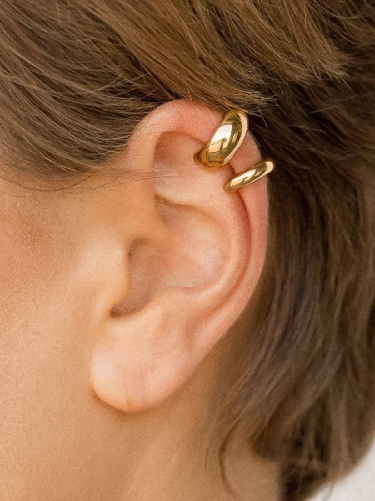 Enzo 18K Gold Non-Tarnish Small Ear Cuff (Set of 2)