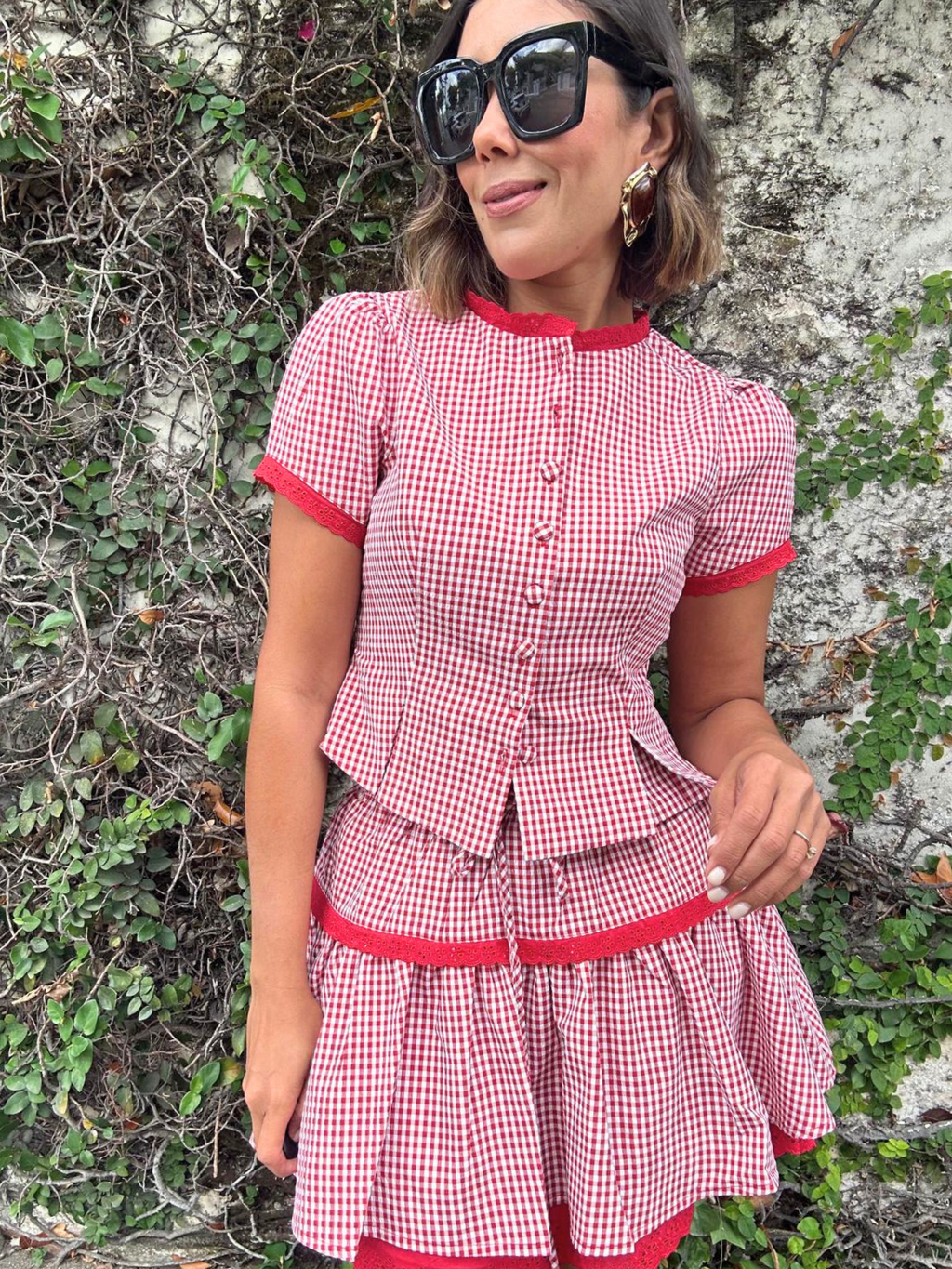 Lola Gingham Crop Top & Skirt Set