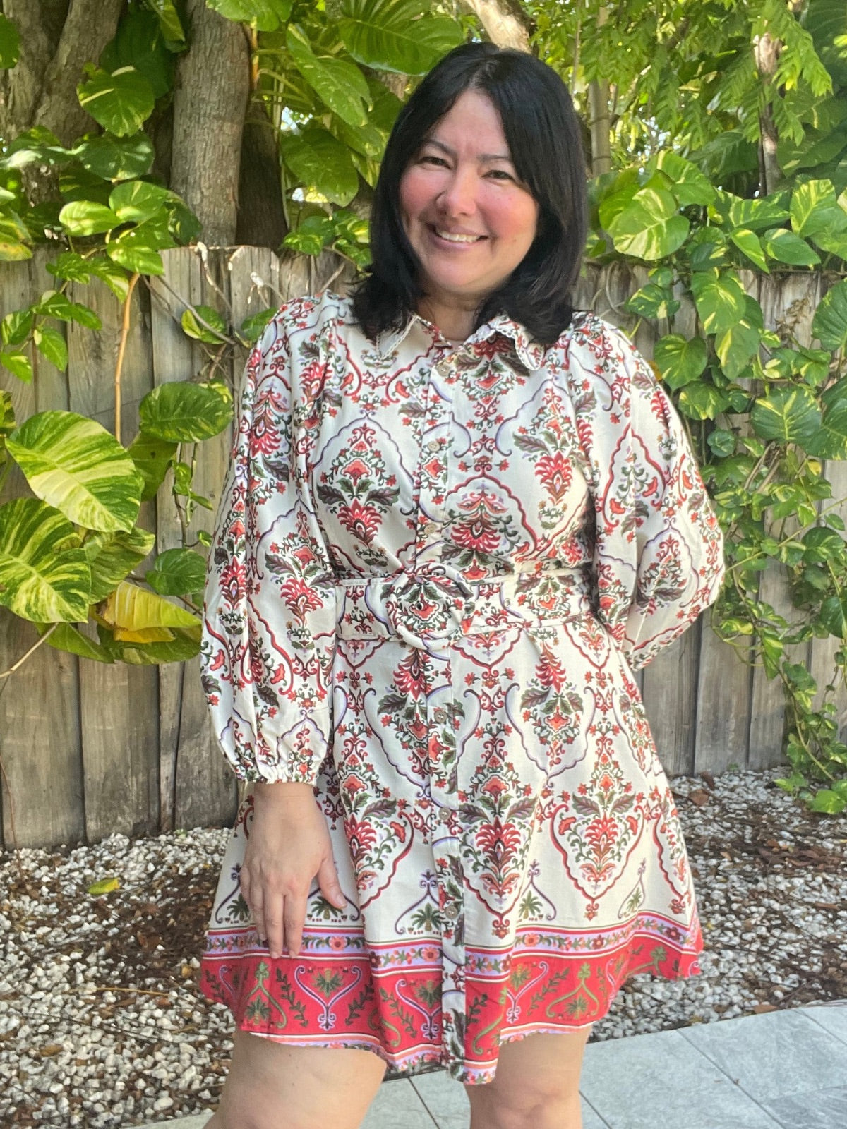 Celia Belted Paisley Mini Dress
