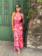 Petal Martini Draped Halter Neck Maxi Dress
