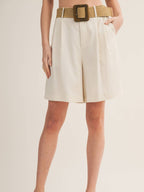 Anabella Belted Tailored Mid-Length Shorts