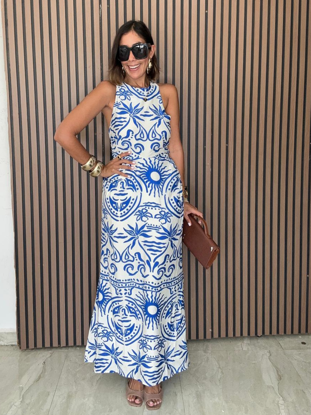 Nancy Open Cross Back Maxi Dress