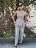Fray Edge Detailed Straight Leg Trousers