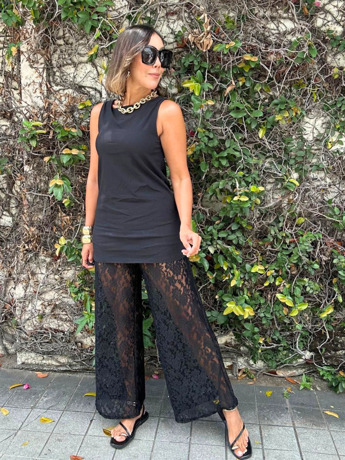 The Subtle Statement Top and Lace Pants Set