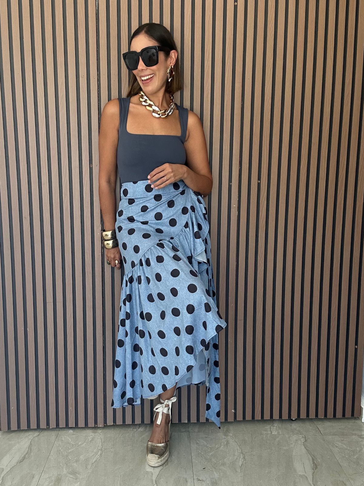 Passion Polkadot Wrap Around Midi Skirt