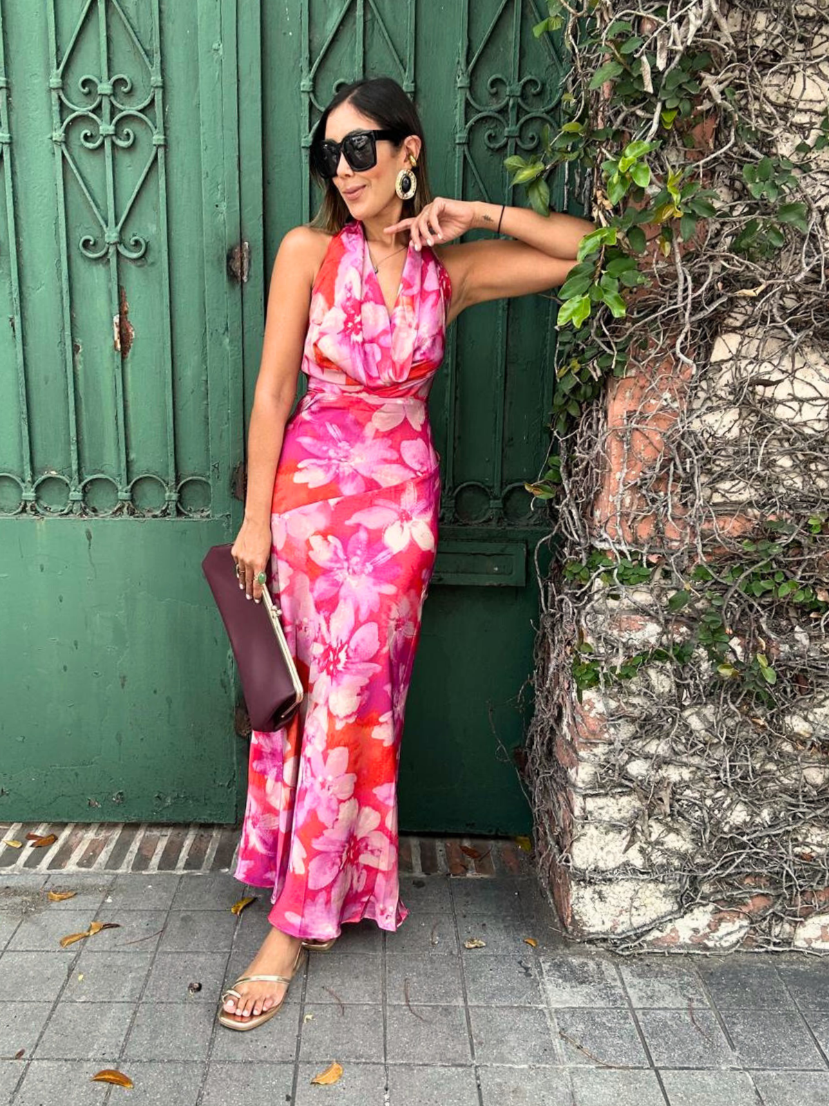 Petal Martini Draped Halter Neck Maxi Dress