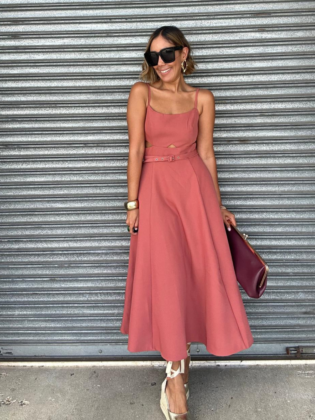 The Dried Rose Cut-Out Midi Dress