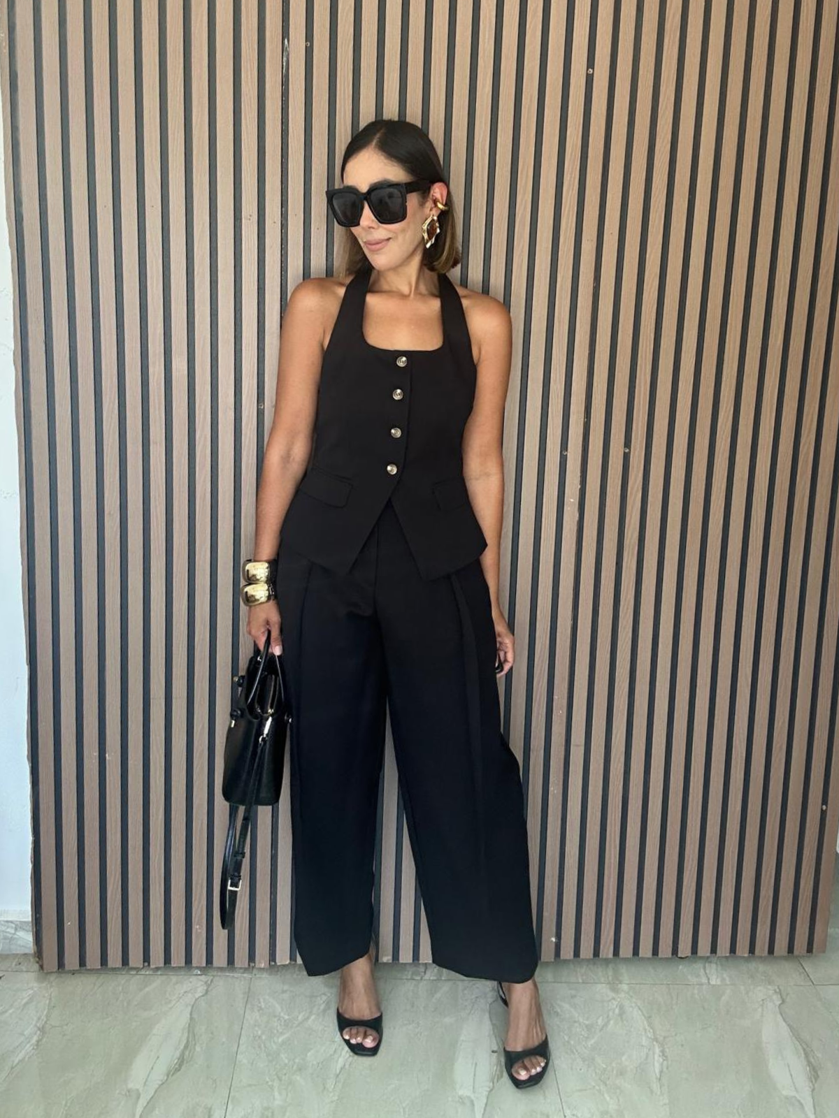Catalina Halter Neck Tailored Top And Pleated Pants Set