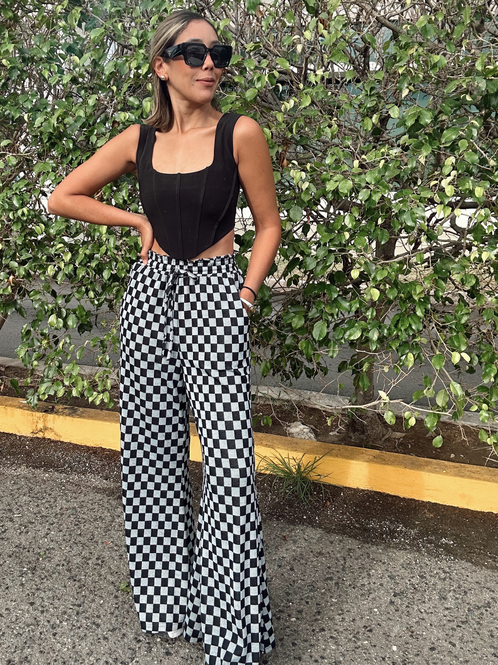Bold Moves Checkerboard Palazzo Pants