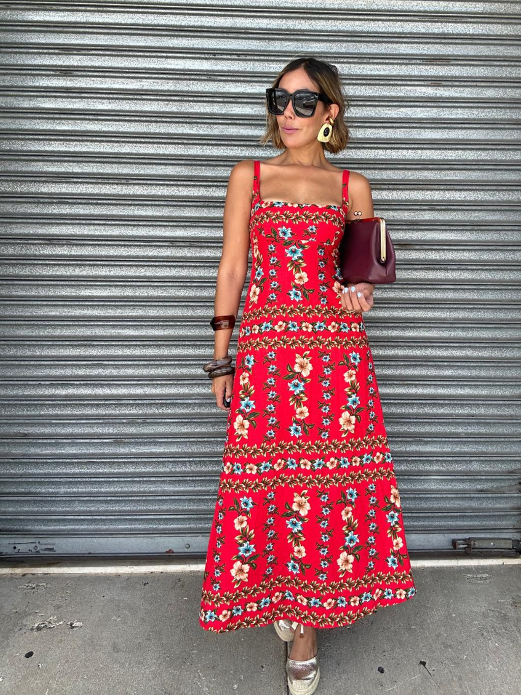 Sofia Red Floral Print Maxi Dress