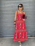 Sofia Red Floral Print Maxi Dress