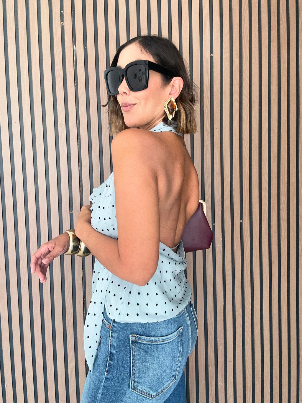 The Scarf Detail Dot Top