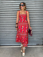 Sofia Red Floral Print Maxi Dress