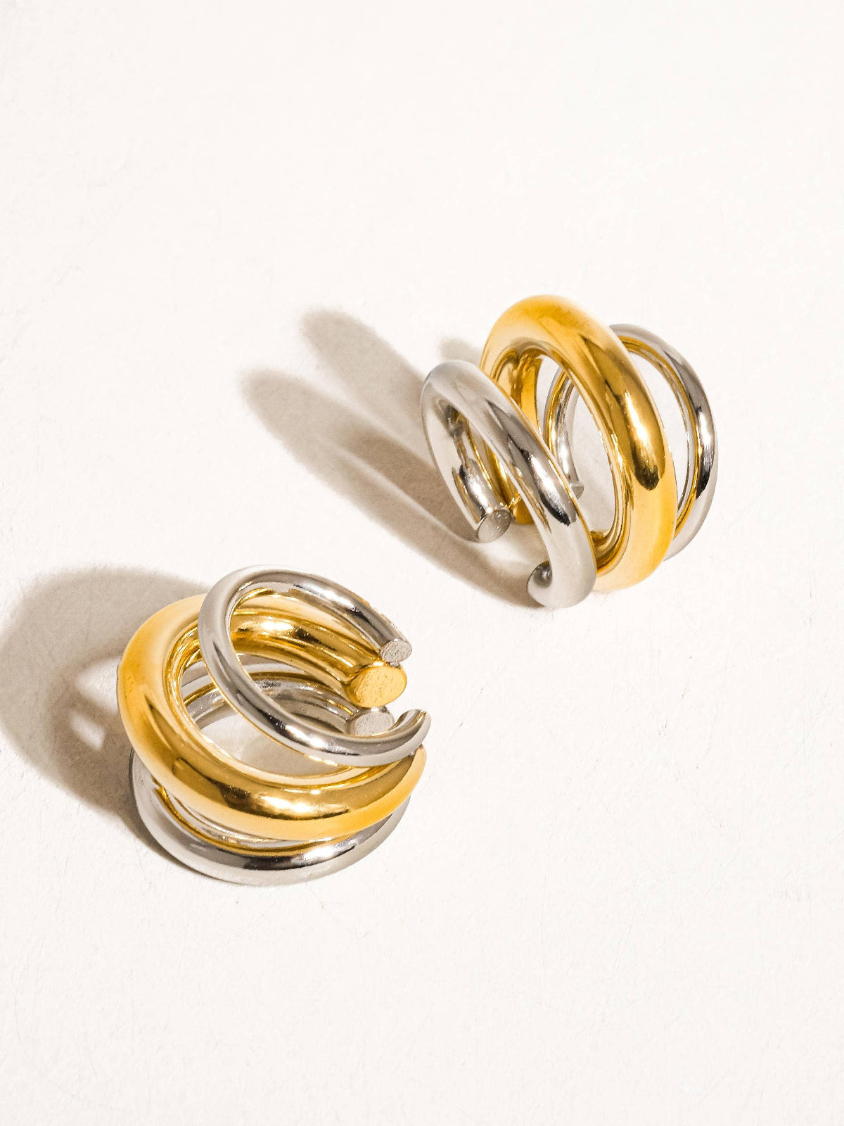 Ames 18K Gold Non-Tarnish Trilayer C Hoop Ear Cuff