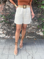 Anabella Belted Tailored Mid-Length Shorts