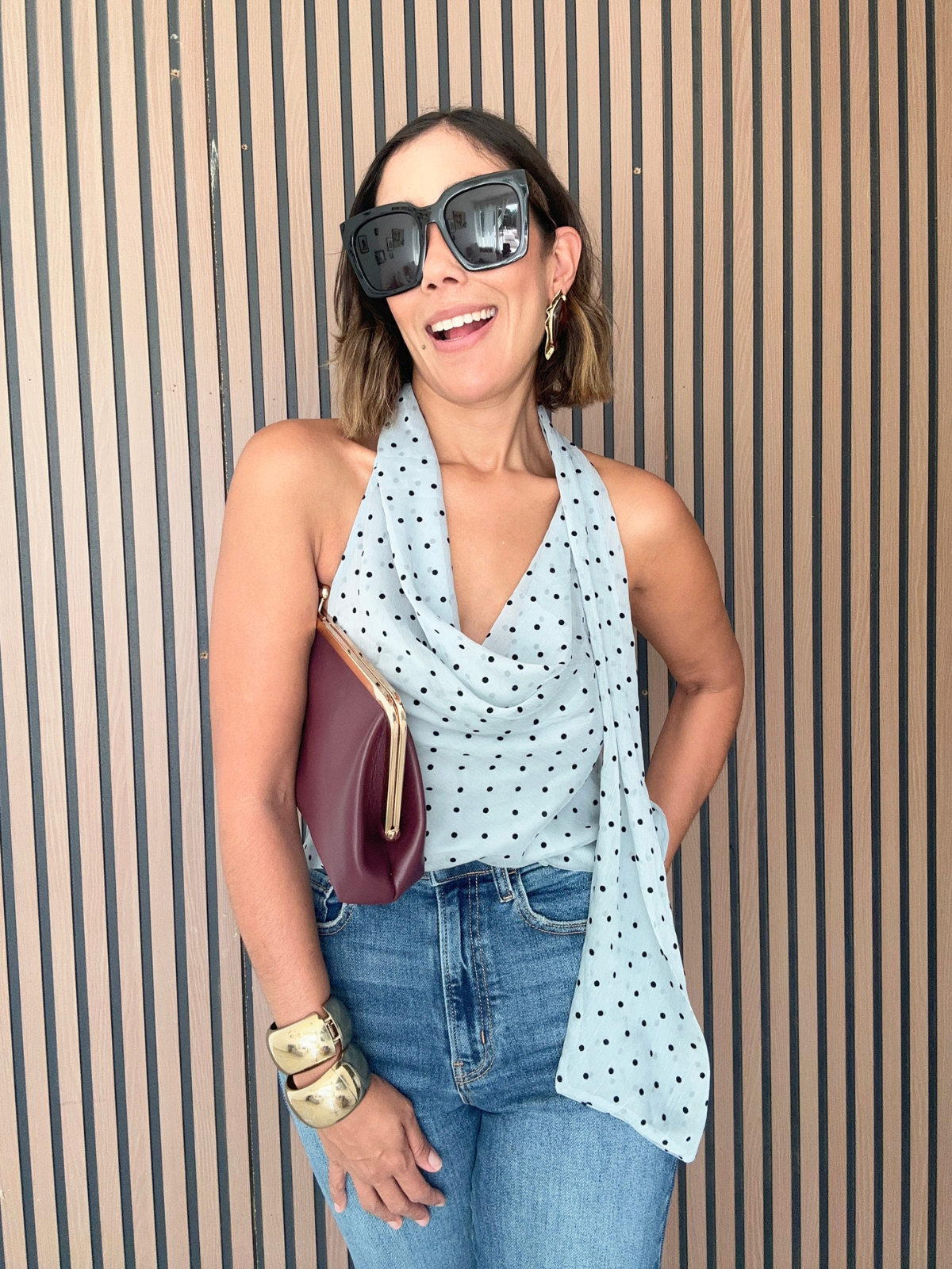 The Scarf Detail Dot Top