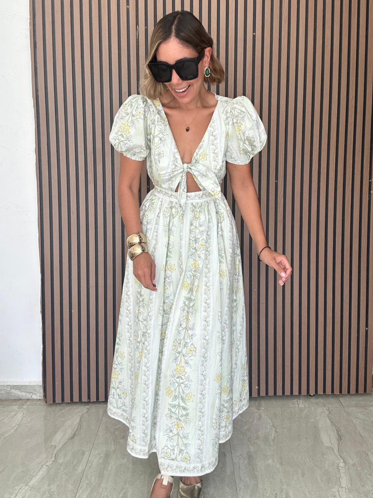 Petalline Cut-Out Bow Midi Dress