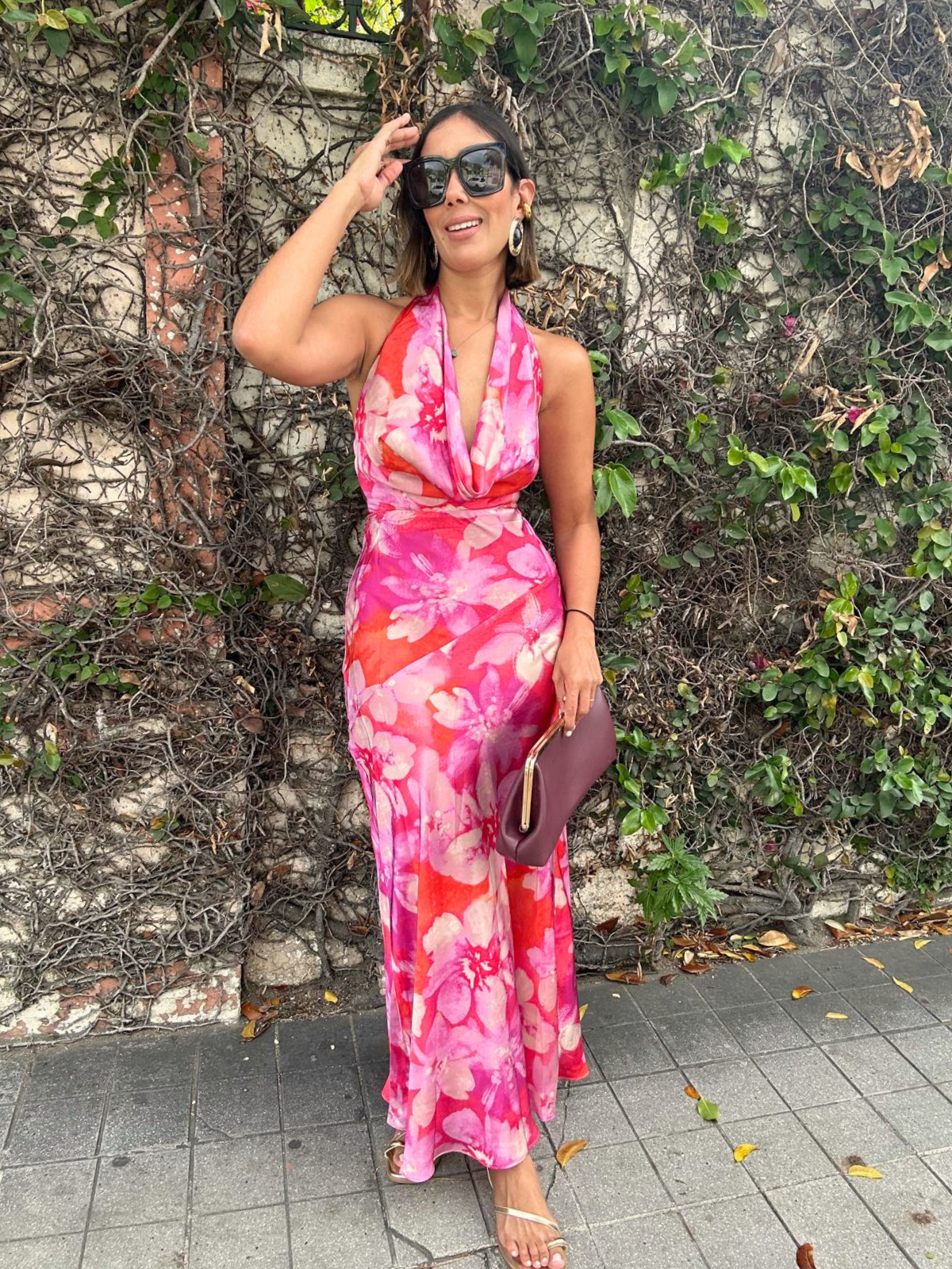 Petal Martini Draped Halter Neck Maxi Dress