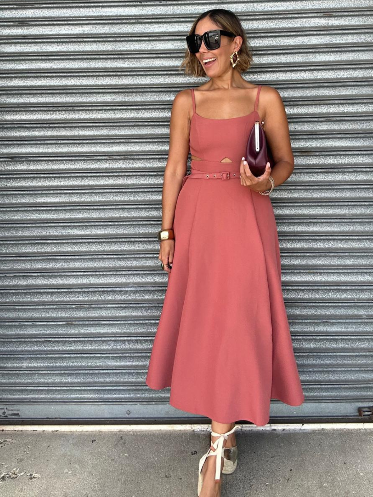 The Dried Rose Cut-Out Midi Dress