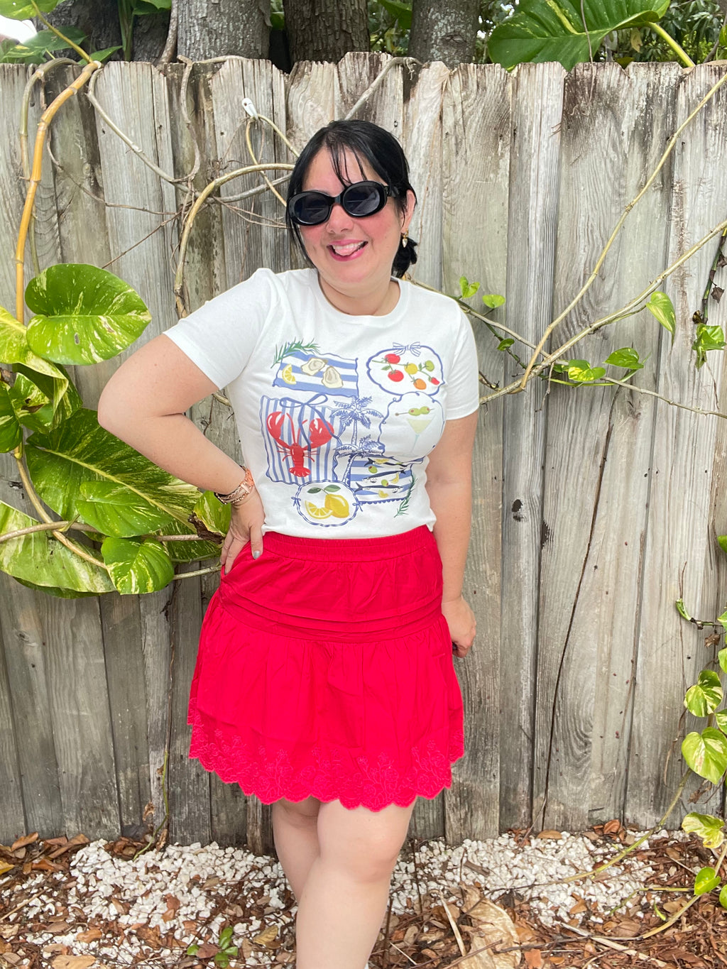 Sassy Scarlet Eyelet Hem Mini Skirt