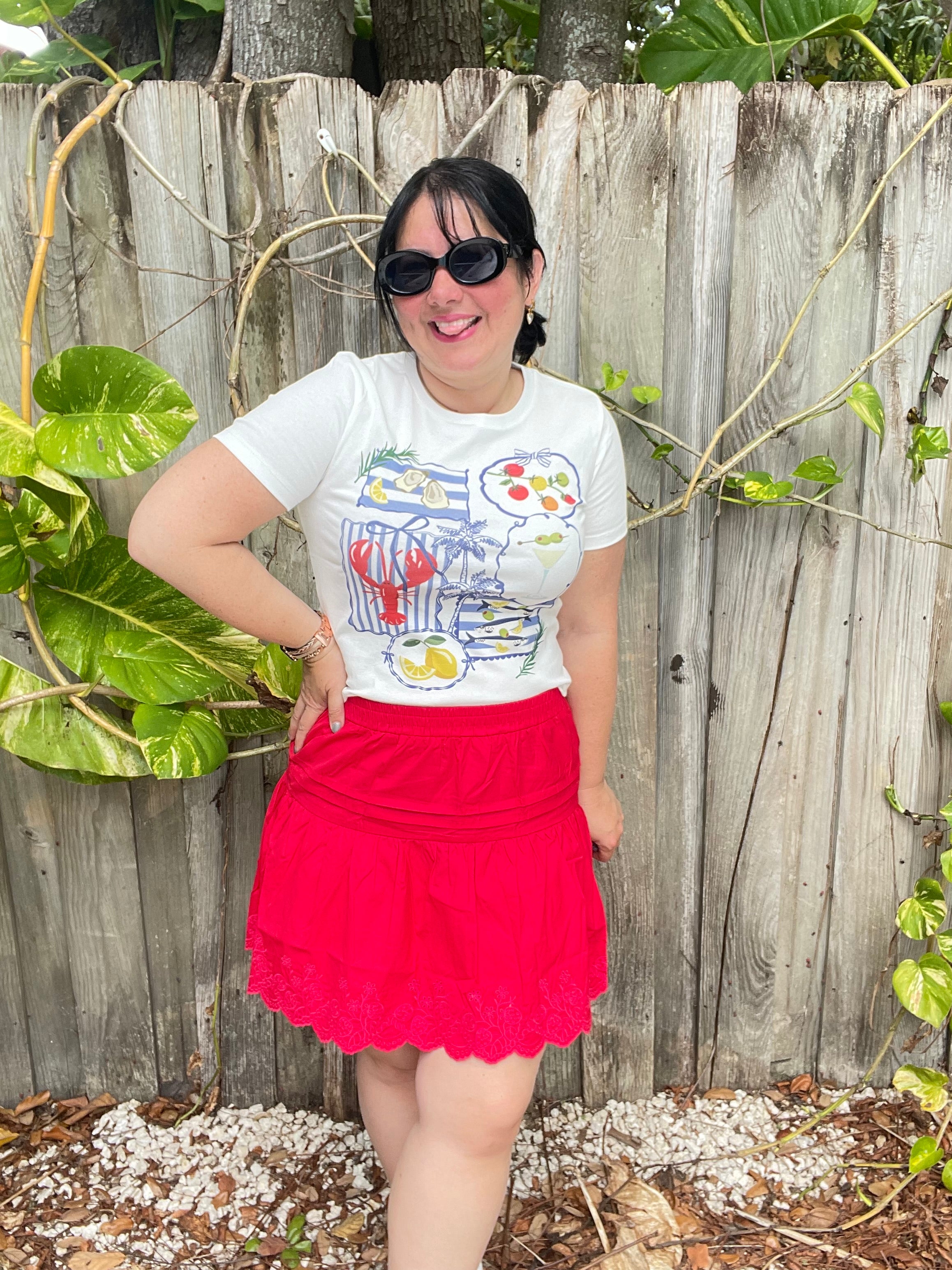 Sassy Scarlet Eyelet Hem Mini Skirt