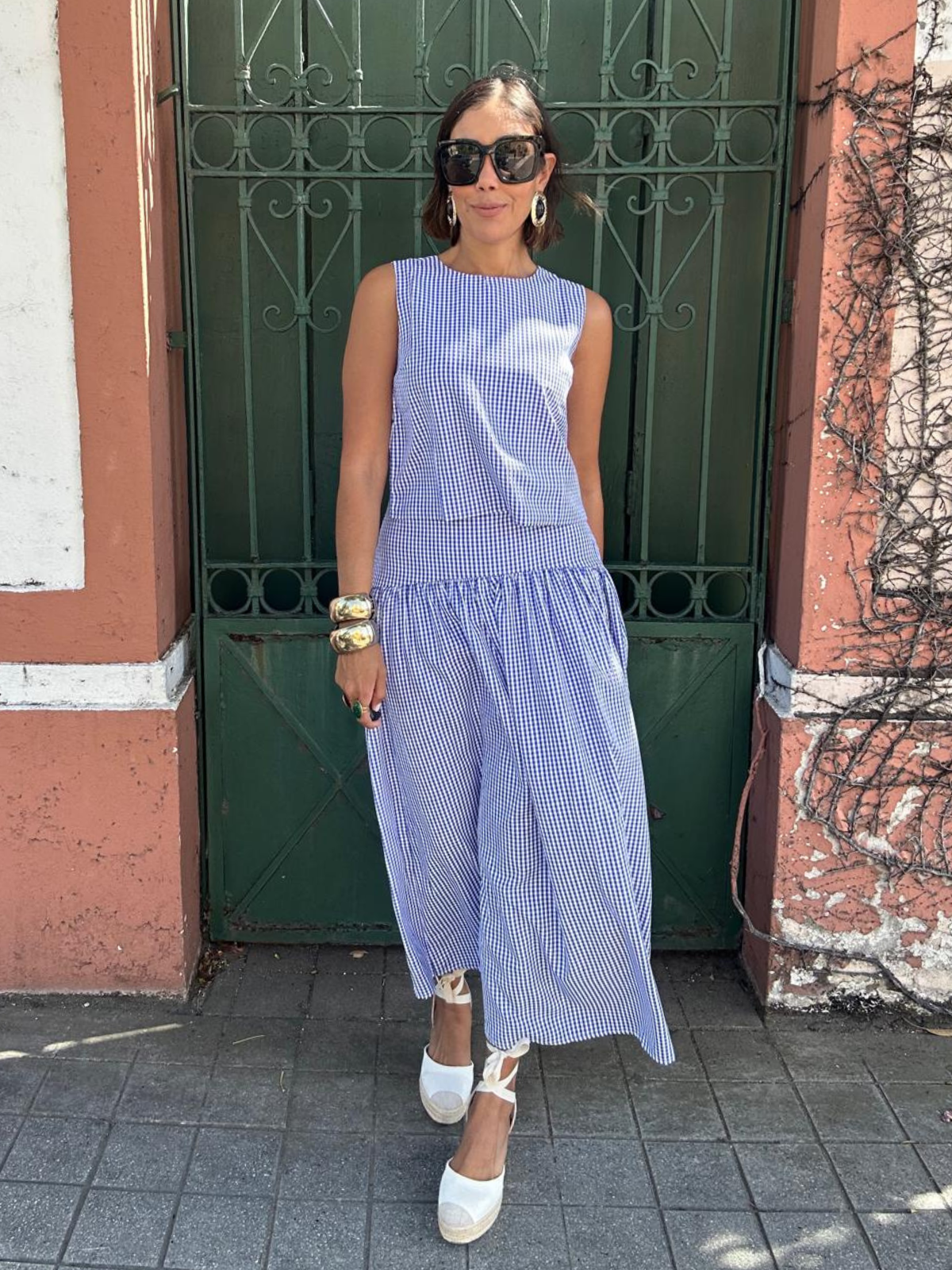 The Country Manor Gingham Scoop Neck Top