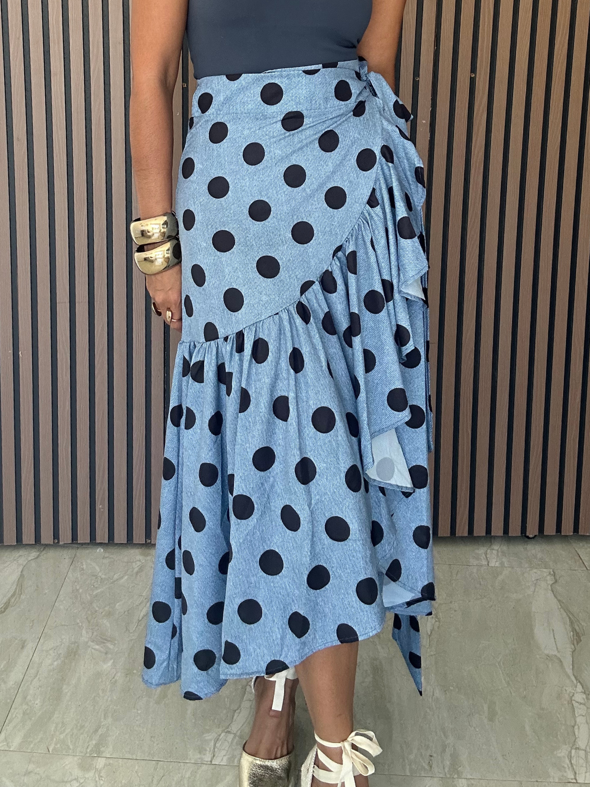 Passion Polkadot Wrap Around Midi Skirt