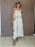 Bloomline Embroidered Stripe Top and Pants Set
