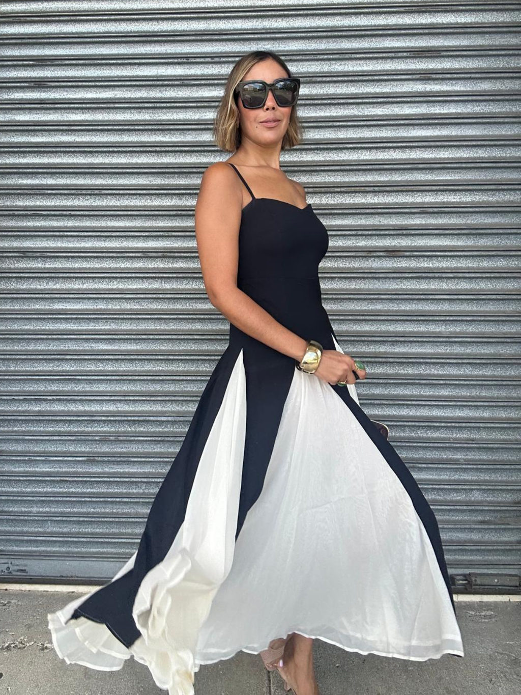 Shadow & Silk Midi Dress