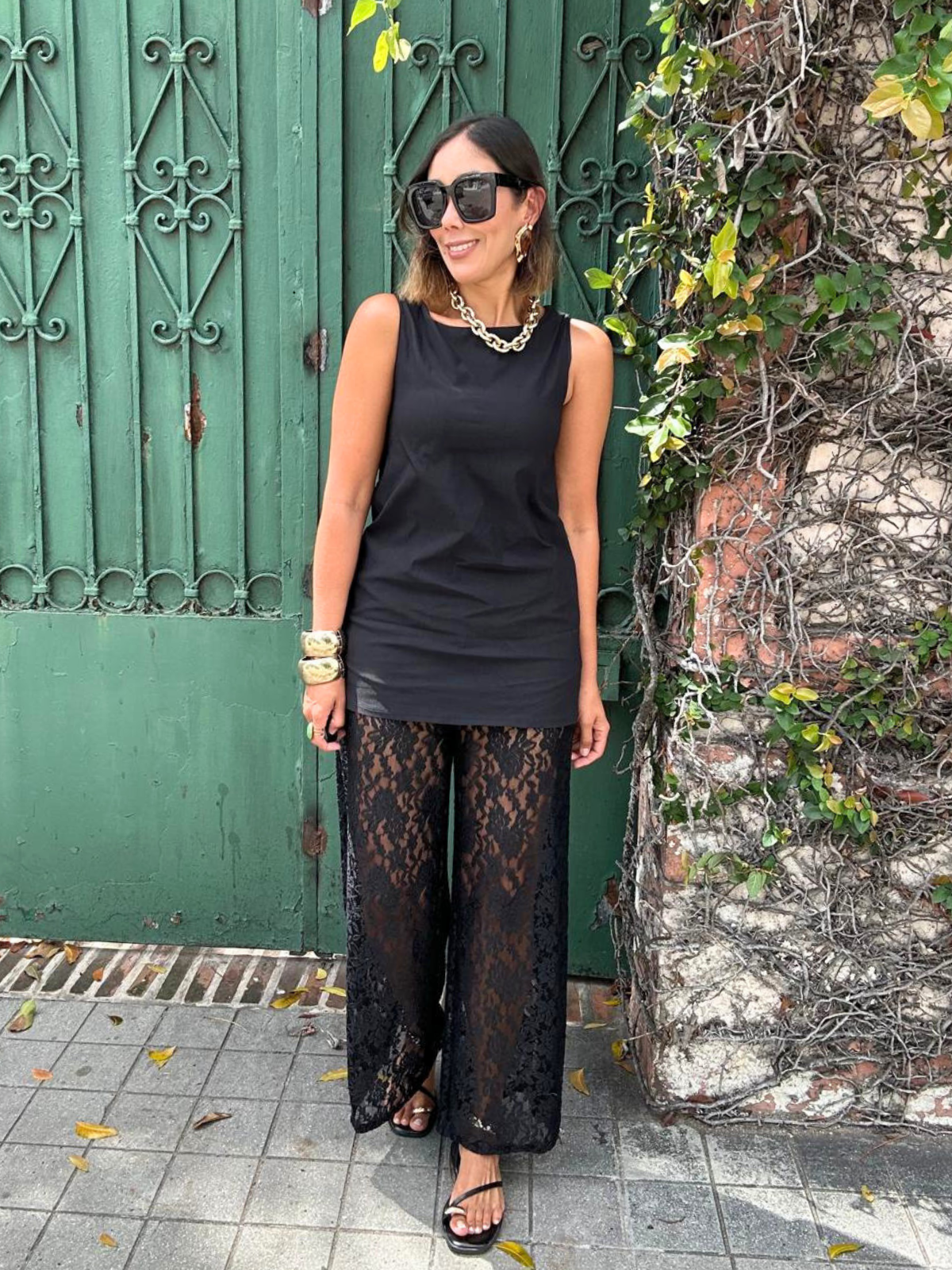 The Subtle Statement Top and Lace Pants Set