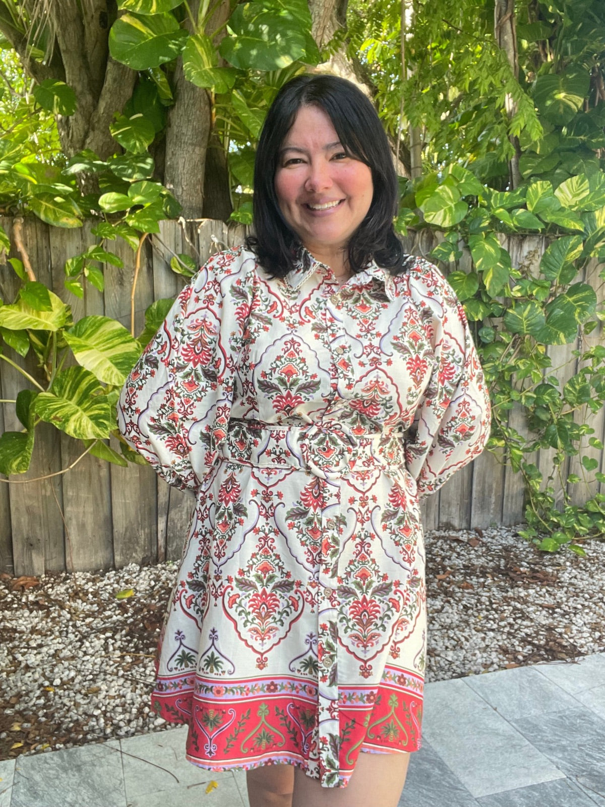 Celia Belted Paisley Mini Dress