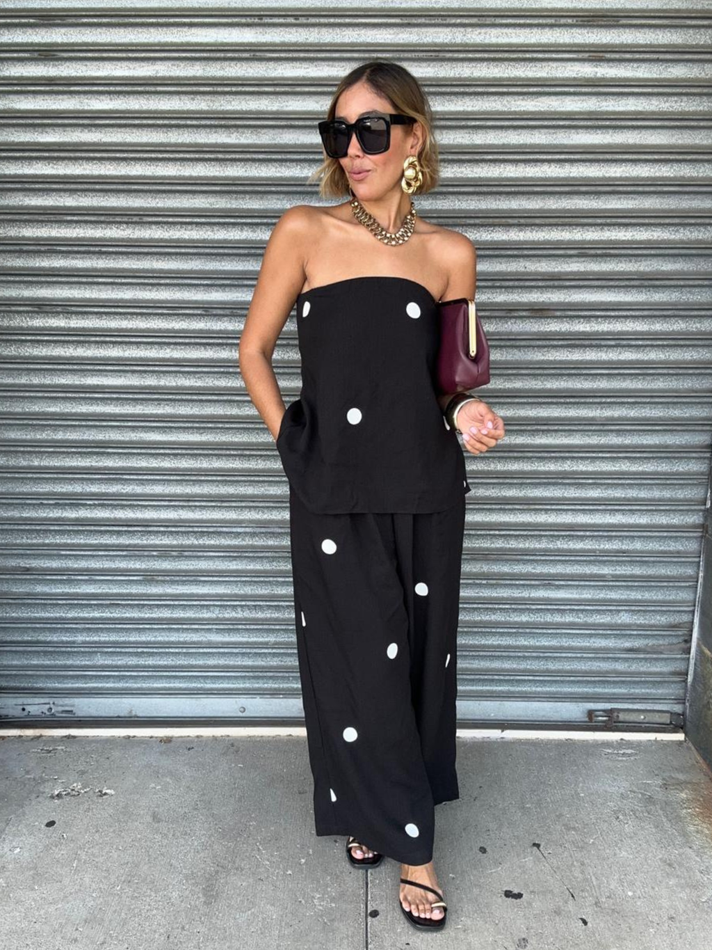 The Red Lip & No Plans Top and Pants Set