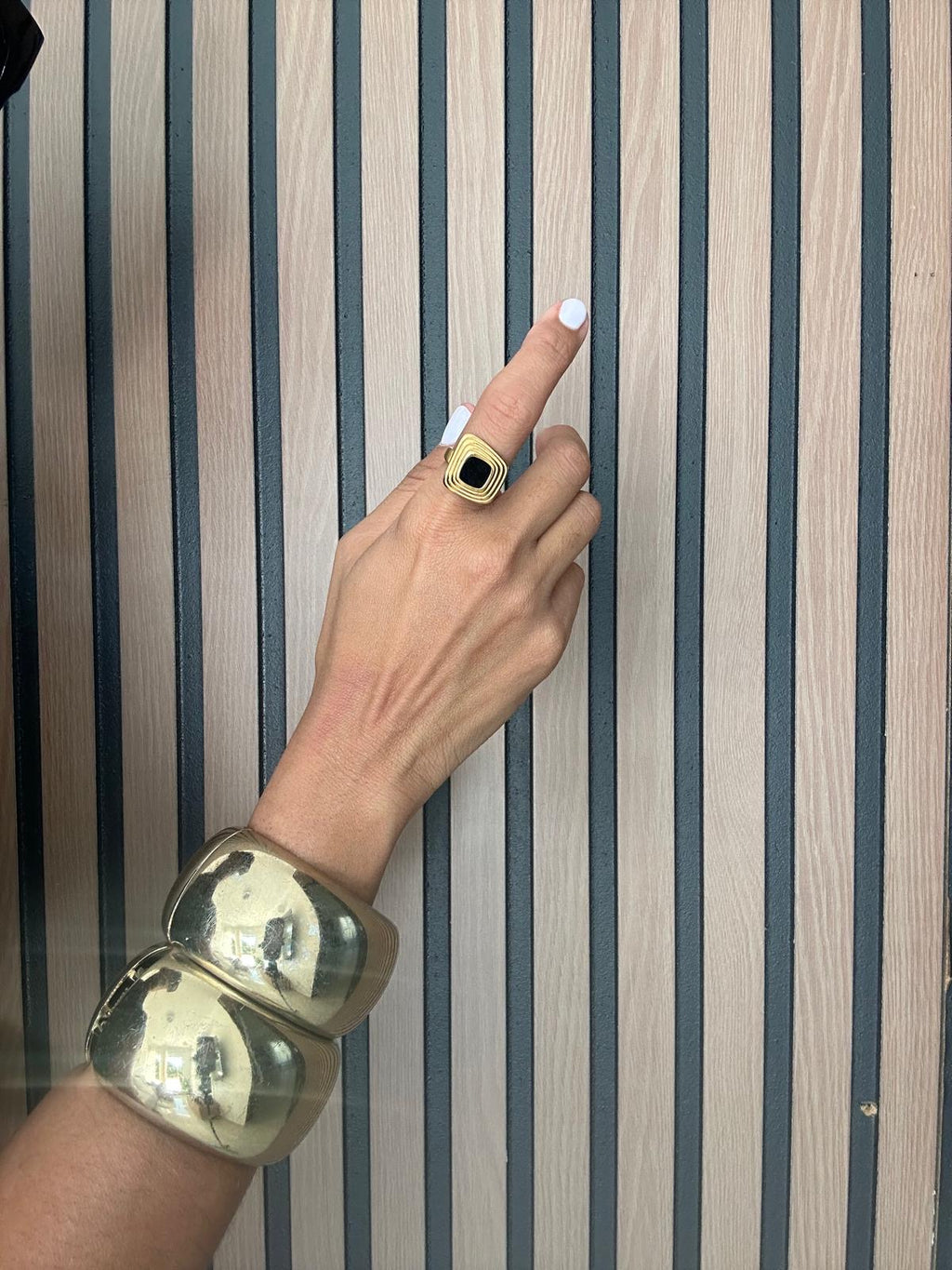 Auricca 18K Gold Non-Tarnish Abstract Open Statement Ring