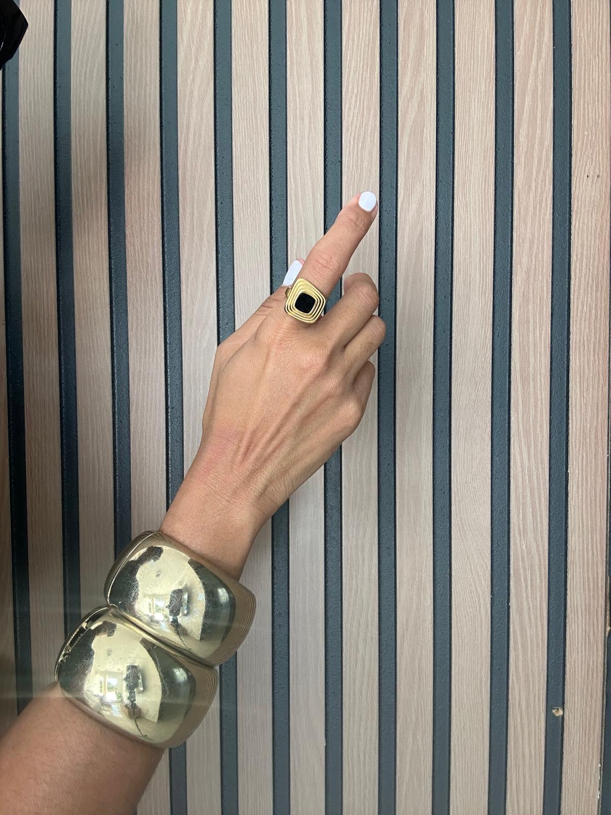 Auricca 18K Gold Non-Tarnish Abstract Open Statement Ring