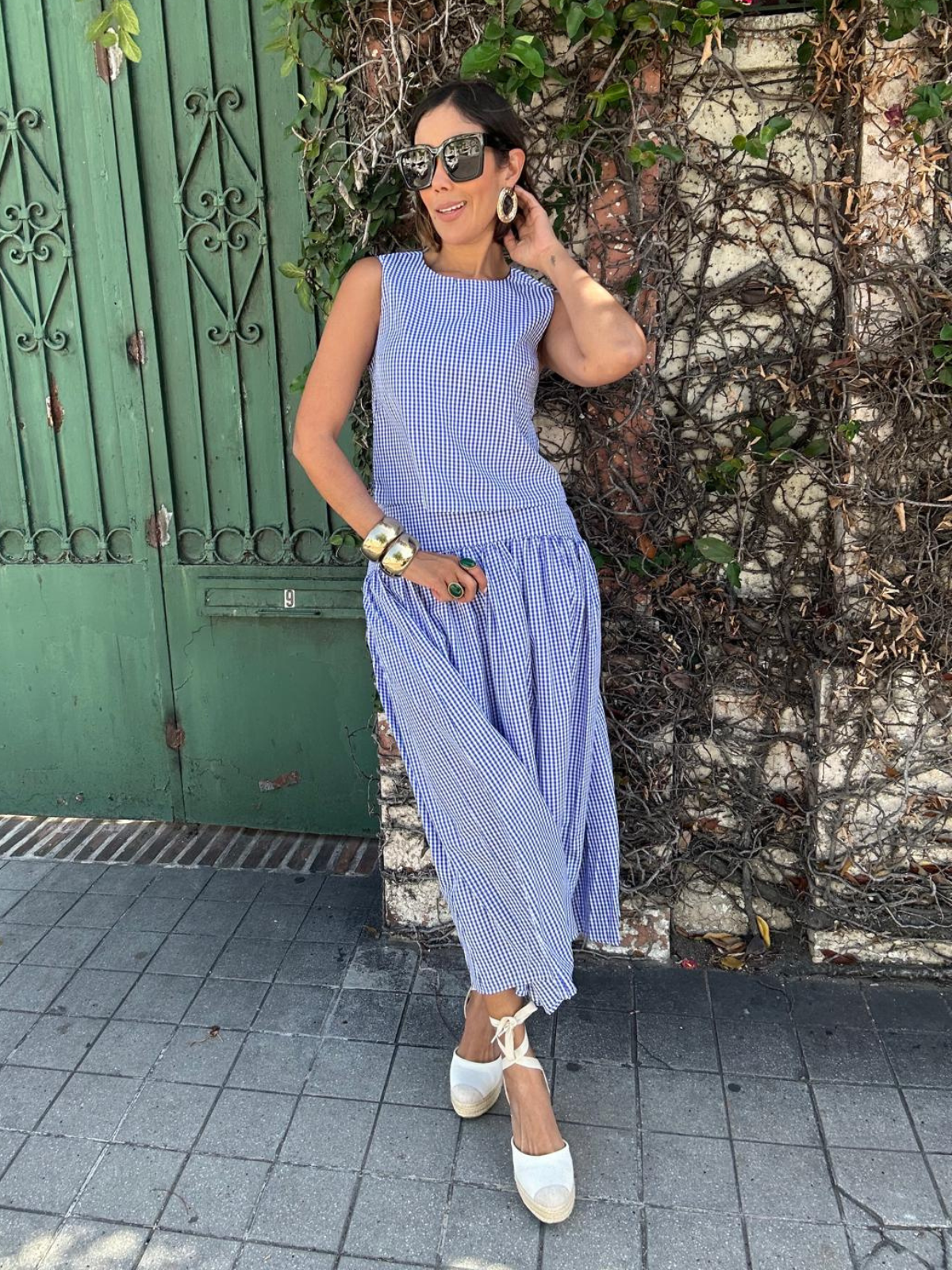 The Country Manor Gingham Scoop Neck Top