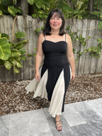 Shadow & Silk Midi Dress