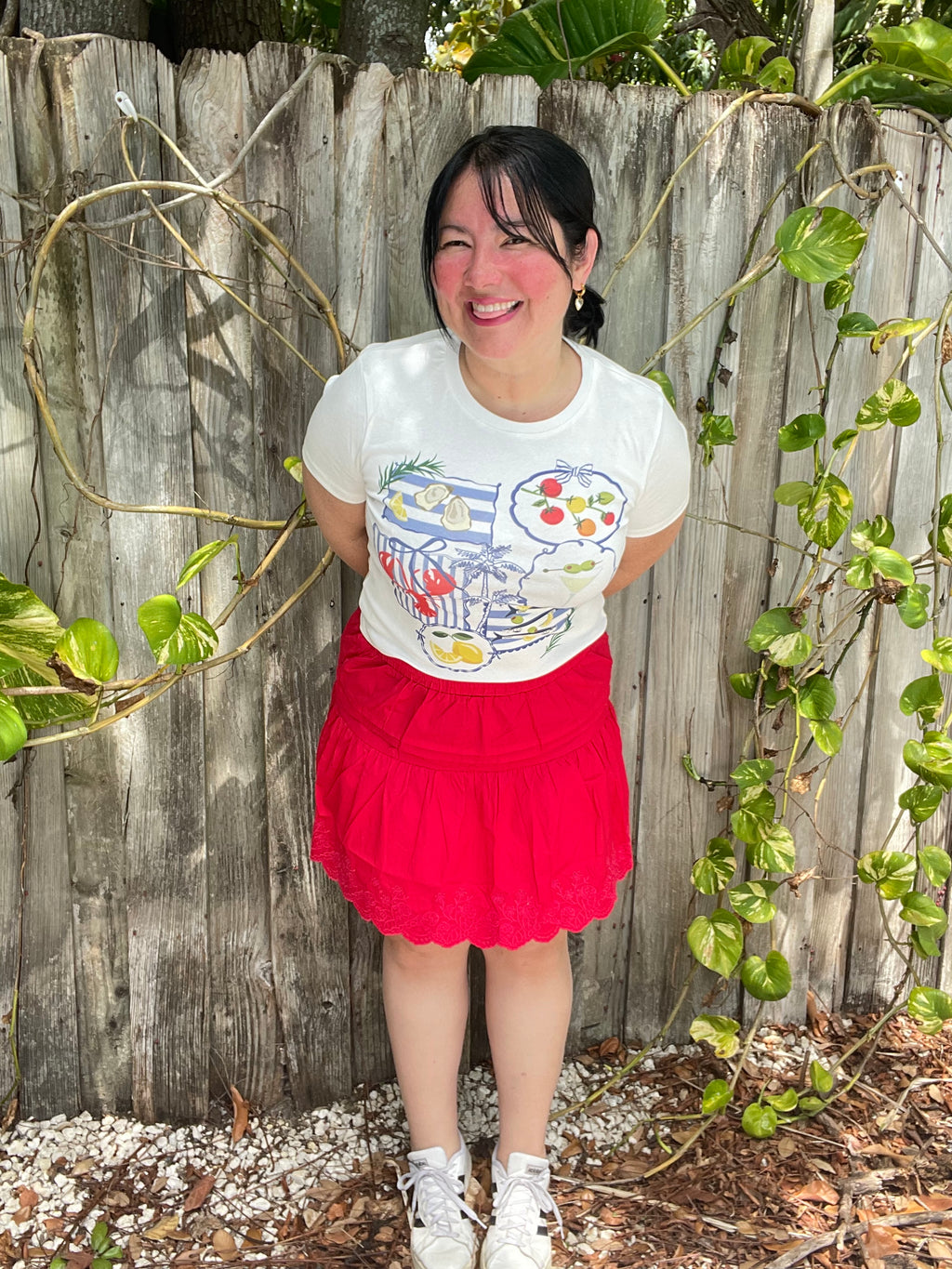 Sassy Scarlet Eyelet Hem Mini Skirt