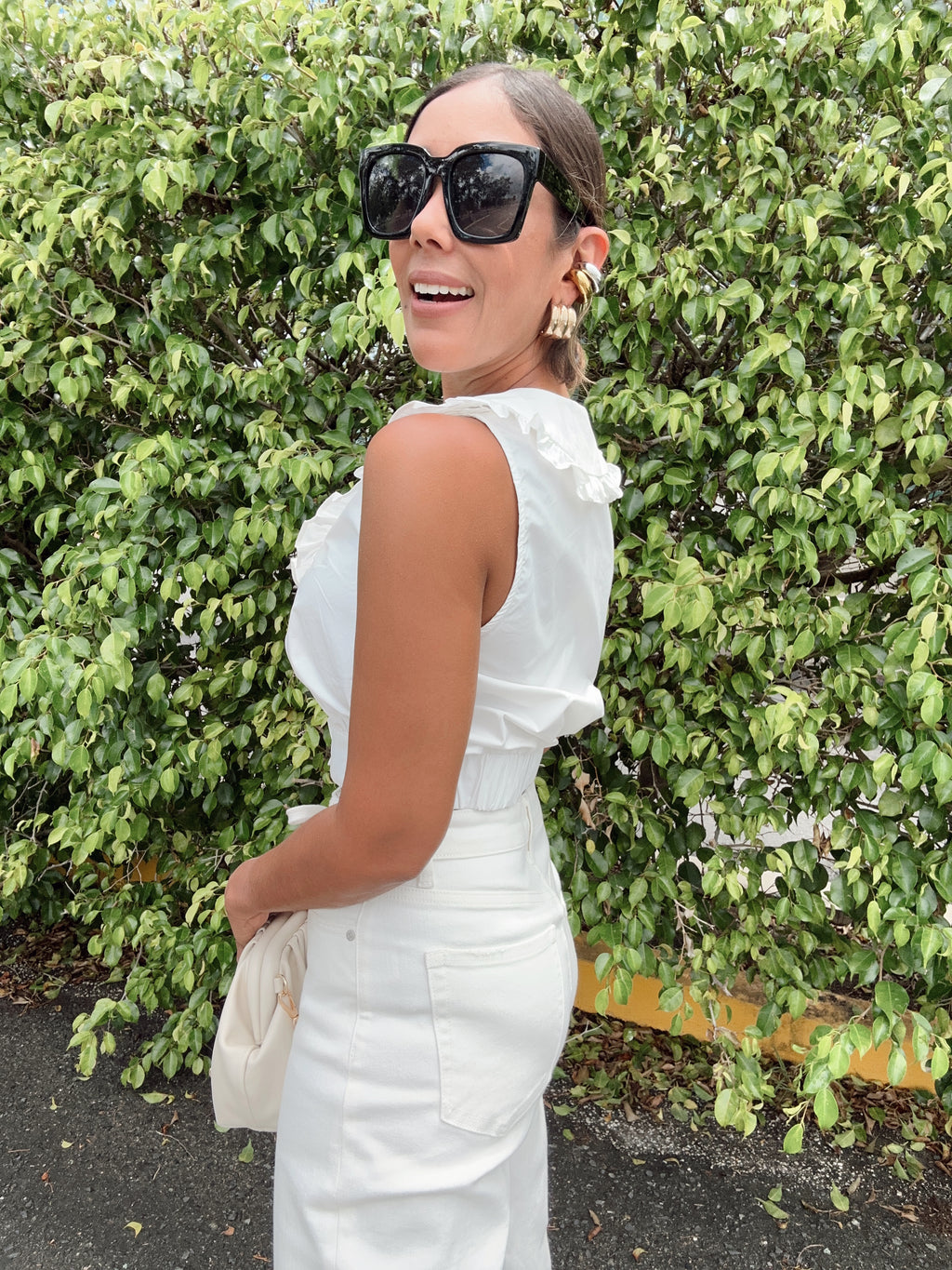 Ruffled Bib Collar Top