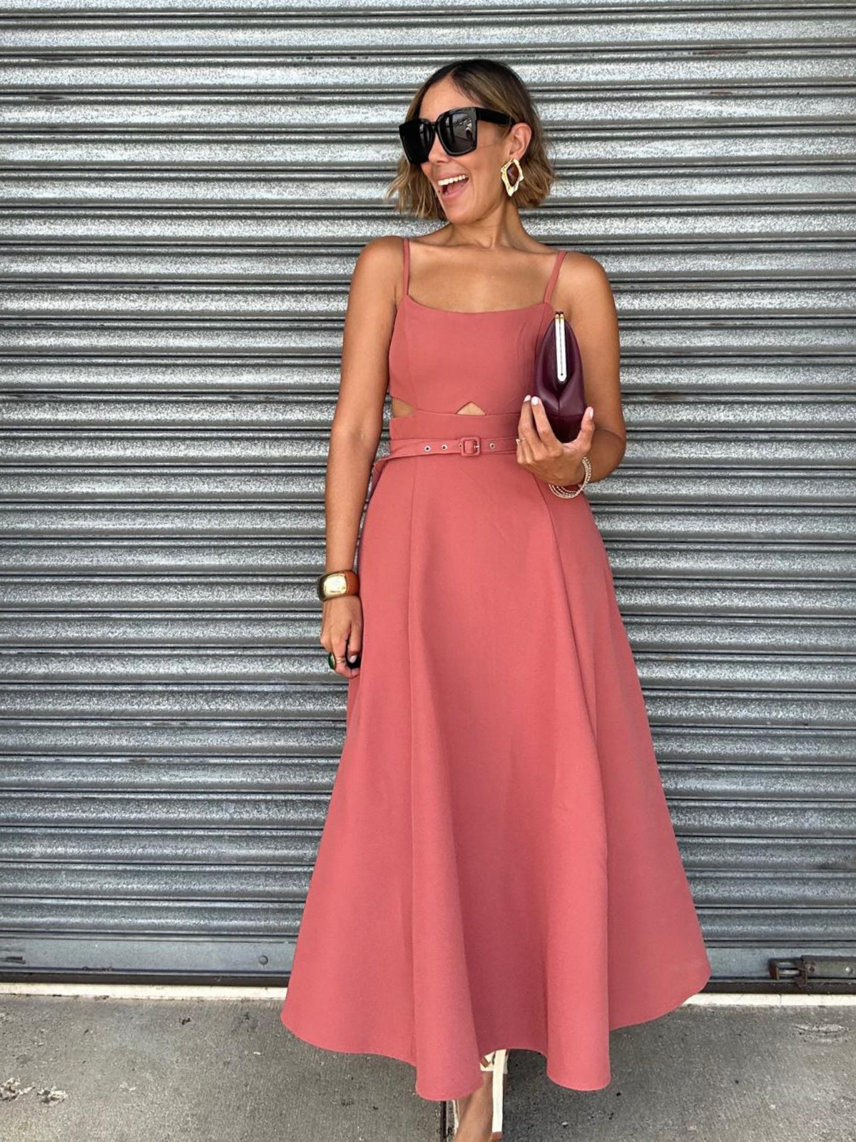 The Dried Rose Cut-Out Midi Dress