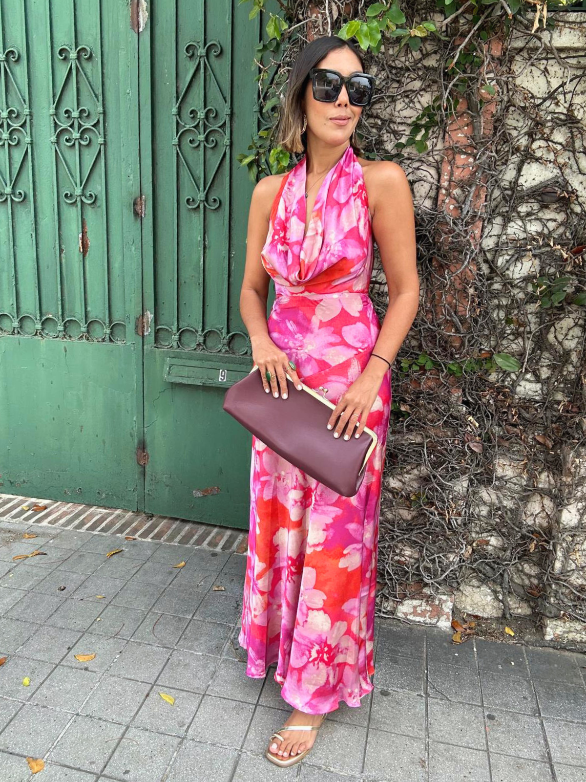 Petal Martini Draped Halter Neck Maxi Dress