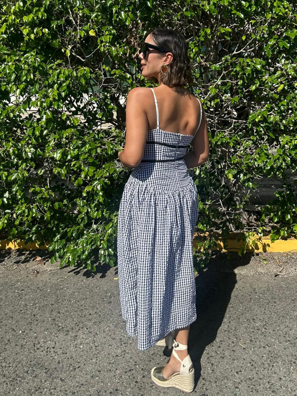 Amaya Gingham Contrast Midi Dress